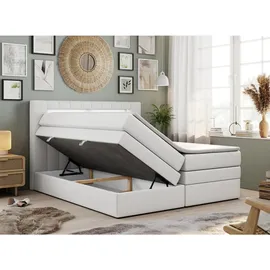 MKS Meble Boxspringbett Weiß, Textil, 2-Sitzer, H3, Rechteckig, 140x200 cm, Schlafzimmer, Betten, Boxspringbetten