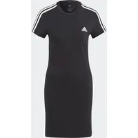 Adidas Essentials 3-Streifen Single Jersey Fitted T-Shirt-Kleid Black / White XS