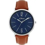 S.Oliver Quarzuhr, Armbanduhr, Herrenuhr, Mineralglas, analog, braun