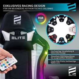 Elite Gaming-Stuhl DESTINY, Rücken- und Nackenkissen, Wippmechanik, bis 170kg, Sitzhöhe 45-55, MG200 (RGB - Schwarz)
