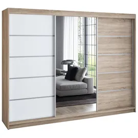 A&J MöbelLand Schiebetürenschrank VILUNO 1 200 x 215 x 59,5 cm Weiß/Schwarz