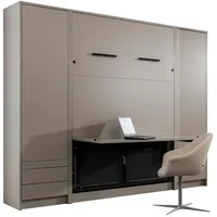 QMM TraumMöbel Schrankbett 140 x 200 cm Grau