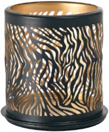 DUNI Kerzenhalter Safari Windlicht Metall schwarz, Zebra, Kerzenständer aus der Serie Safari, Maße (Ø x H): 75 x 75 mm, 1 Karton = 8 Stück