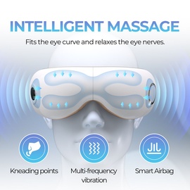 NAIPO Aspria Augenmassagegerät mit Wärme Vibration Kompression, 5 Modi, Musik, wiederaufladbar, Eye Massager Augenbrille für Weihnachten