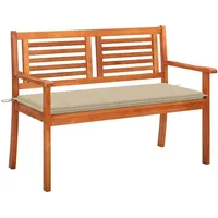 VidaXL 2-Sitzer-Gartenbank mit Auflage 120 cm Massivholz Eukalyptus