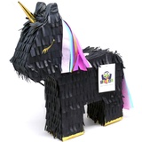 Nislai Einhorn Pinata Schwarz | Ideal als Pinata Geburtstag | Pinata Hochzeit | Geschenkidee | Einhorn Party Dekoration oder als Pinataspiel | u. 43x33x10 cm