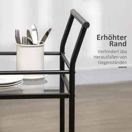 Homcom Küchenwagen mit 2 Ablagen auf Rollen Metall Schwarz 75 x 40 x 80 cm