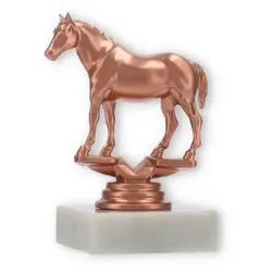 Pokal Kunststofffigur Quarter Horse bronze auf weißem Marmorsockel 11,7cm
