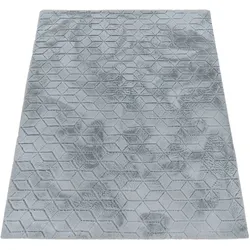 Hochflor-Teppich PACO HOME "Arnheim 745", grau, B:60cm H:26mm L:100cm, Polyester, Teppiche, Uni Farben, modernes geometrisches Design, besonders weich