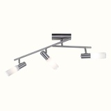 EGLO Deckenleuchte Deckenlampe Spotleuchte Wohnzimmerlampe, Spot beweglich 3 Flammig, Stahl Nickel matt Glas weiß, 3x E14, L 51,5cm, Eglo 27231