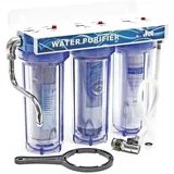Naturewater NW-PR103 3 Stufen Wasserfilter, 5 μ, 26,16 mm (3/4"), Ø62 mm PP Kartusche, Filter Wandhalterung, Filterschlüssel, Sedimentfilter Aktivkohleblock Aktivkohlegranulat