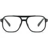 MAGIMODAC Herren Blaulichtfilter Lesebrillen Anti Blaues Licht Rechteckige Lesebrille Federscharnier Vintage Damen Computer-Lesebrille mit Doppelsteg (Hell Schwarz, 2.0, Dioptrien)