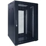 DSIT 18HE 19” Serverschrank mit perforierter Fronttür (BxTxH) 600 x 600 x 1000mm - Schwarz - Traglast 800 kg