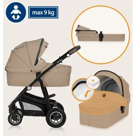 lionelo BIANKA Kinderwagen 3 in 1 bis 22 kg Babywanne Autositz Zusammenlegbar, Reise-System, Einstellung der Rückenlehne, Räder 360o Stoßdämpfer, Verdeck XXL