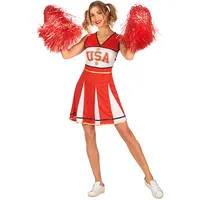 USA Cheerleader-Kostüm für Damen Sportler-Kostüm rot-weiss - Rot - M