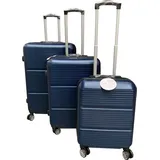 Art-Land 3er Kofferset Trolley ABS (55x39x20cm, 66x44x25cm, 76x50x28cm) 9464 blau - Blau