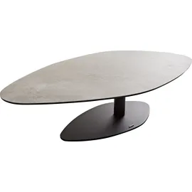 DeLife Wohnzimmertisch Vibana Keramik Aspetto Concreto Betonfarbig 140x80 cm Gestell Metall Schwarz