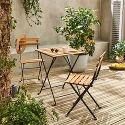 Garten-Essgruppe im Bistro-Stil, 2 Stühle, klappbar Schwarz - sweeek