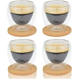 Milu Thermogläser Set – 4 vers. Größen - Doppelwandige Espresso Gläser - Kaffeegläser, Latte Macchiato, Cappuccino Glas - Isolierglas, spülmaschinenfest (4 Gläser, 80ml)