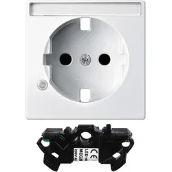 Merten Zentralplatte mit Schriftfeld und Kontroll-Licht-Modul für SCHUKO-Steckdose, System M (polarweiß glänzend)