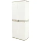 Kunststoffschrank Mit 4 Einlegeböden Und Besenhalter 70x44x176 Cm Beige 9204