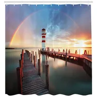 ABAKUHAUS Duschvorhang Leuchtturm 175 x 240 cm blau