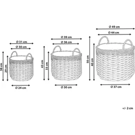 Beliani Blumenkorb 3er Set 49 x 37/39 x 30/31 cm Grau/Weiß