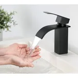 Design Waschtischarmatur Wasserhahn Wasserfall Waschbecken Mischbatterie Einhandmischer Badezimmer Schwarz