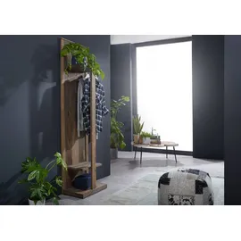 MASSIVMOEBEL24.DE Wandgarderobe Sheesham 55 x 200 x 35 cm Grau