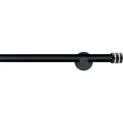 Gardinenstange GARESA "BLACK", schwarz, L:110cm Ø:20mm, Eisen, Gardinenstangen, Vorhanggarnitur, verlängerbar, Endkappe mit Glitzersteine