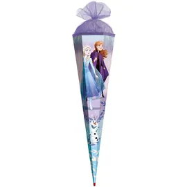 ROTH Schultüte groß Disney Frozen 100 cm - 6-eckig, Tüllverschluss, ROT(H)-Spitze - Zuckertüte Disney Frozen Schulanfang