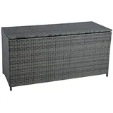 Estexo Polyrattan Auflagenbox Kissenbox Gartenbox 114cm Aufbewahrungsbox Anthrazit-grau