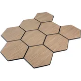Akustikpaneel mit Holzfurnier Hexagon in Dark Walnut - 727x600 mm - mit PET-Filz - 1 Stück