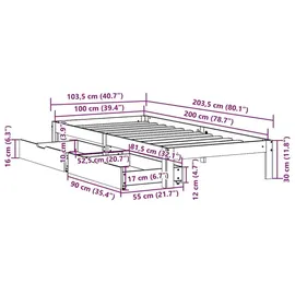 vidaXL Massivholzbett 100 x 200 cm Beige