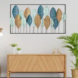 Wallity Elegant Decorative Metal Wall Accessory, 115 x 3 x 60 cm | 100% Metal (0.8 mm) | Hand-Painted Unique Design with Natural Leaf Veins | Perfect for Home Decor
