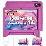 JIKOCXN Kinder Tablet 10.1 Zoll Android 14 Tablets, Octa Core Tablet für Kinder, 10GB RAM+64GB ROM, 1280x800 FHD Touchscreens, 8000mAh, WLAN, Bluetooth, Dual Kamera, GPS (Rosa)