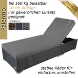 Sonnenliege Gartenliege Liege Liegestuhl Rattanliege Polyrattan Rattan Grau