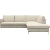 FLEXLUX Ecksofa »Fiore, L-Form, super bequem durch Kaltschaum im Sitz«, schmale Armlehnen, Füße Alu/Eiche, B/T 234/225 cm weiß