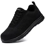 DYKHMILY Sicherheitsschuhe Herren Arbeitsschuhe Leicht Anti Smashing Atmungsaktiv Durchstichfest Bequem Mode Schutzschuhe Stahlkappe Sneaker(Schwarz,38.5EU) - 38.5 EU
