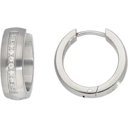 Paar Creolen TITANIA "timeless style", grau (titanfarben), Ohrringe, Damen, Titan