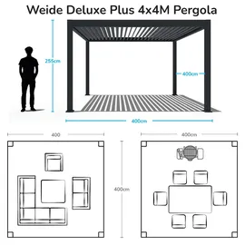 Weide E-Deluxe Plus 4 x 4 m Grau