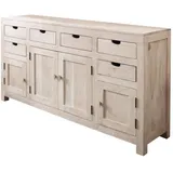 Massivmoebel24 Sideboard 180 x 95 x 45 cm Beige / Weiß
