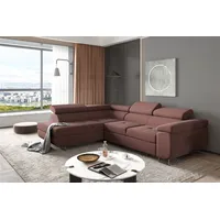 Fun Möbel Couchgarnitur JADE Stoff Bordeauxrot mit Schlaffunktion Ottomane