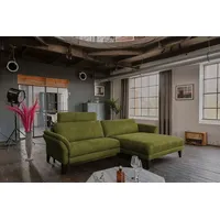 KAWOLA Sofa MALTA Ecksofa Stoff moosgrün mit Kopfstütze Recamiere