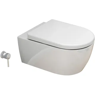 SSWW | Dusch-WC inkl. Softclose Toilettensitz, spülrandlose Taharet Toilette, Toilette mit Bidet-Funktion | 52,5 cm lang
