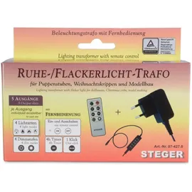 Riffelmacher & Weinberger Riffelmacher Ruhe- / Flackerlicht Trafo mit Fernbedienung 78528 - Zubehör Netzteil Puppenstube Weihnachtskrippe Modelleisenbahn Elektrik Dimmbar Timer