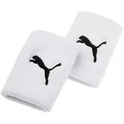 PUMA Unisex Wristband long 2er Pack - Schweißband, Running & Training, Puma Logo Weiß