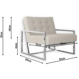 s-style möbel Loungesessel Tampa Bouclé 84 x 81 x 89 cm Beige/Silber