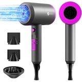 slopehill Ionen Föhn AC Motor 1800W Haartrockner, Slopehill Schnelltrocknen Hair Dryer, Salon Haarfön mit Heiß-/Kalttaste, 3 Fön Concentrators and Diffuser, 3 Temperatureinstellungen, 2-Gang(Violett)