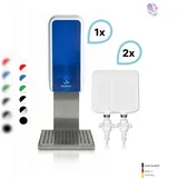 Blanc HYGIENIC SET: Desinfektionsspender SENSOR Cosmos (berührungslos) +2x1L Händedesinfektion+Edelstahlhalterung mit Auffangschale Wandmontage